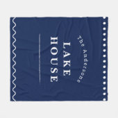Personalized Lake House Navy Blue Fleece Deken (Voorkant (Horizontaal))