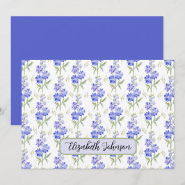 Personalized Larkspur Floral Botanical Note Card Notitiekaartje