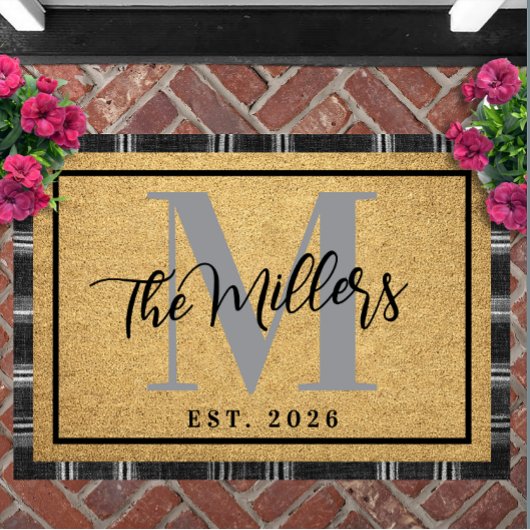 Personalized Last Name Initial Est Year Coir Print Deurmat
