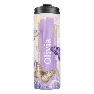Personalized Lavender Butterfly 16oz Thermal  Thermosbeker