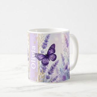 Personalized Lavender Butterfly Classic 11oz Mug Koffiemok