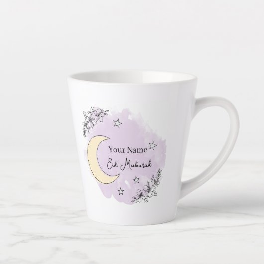 Personalized Lavender Eid Mubarak Coffee Mug Latte Mok (Rechts)