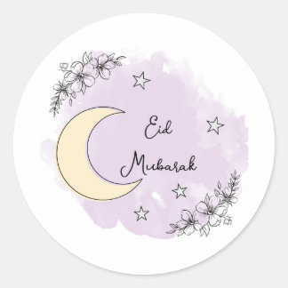 Personalized Lavender Eid Mubarak Stickers