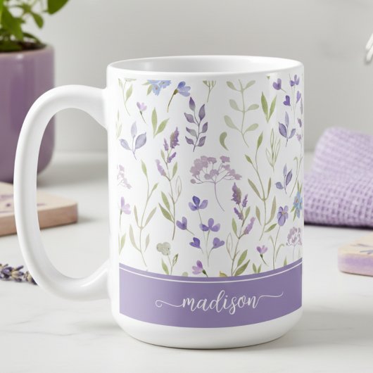 Personalized Lavender Floral Mug