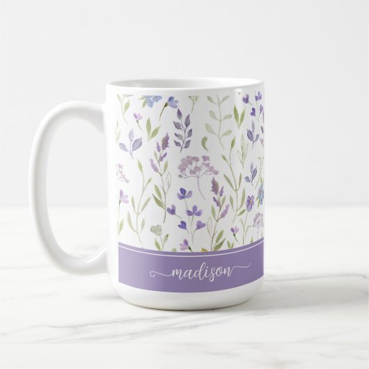 Personalized Lavender Floral Mug (Gauche)
