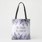Personalized Lavender Flowers Teacher Appreciation Draagtas (Voorkant)