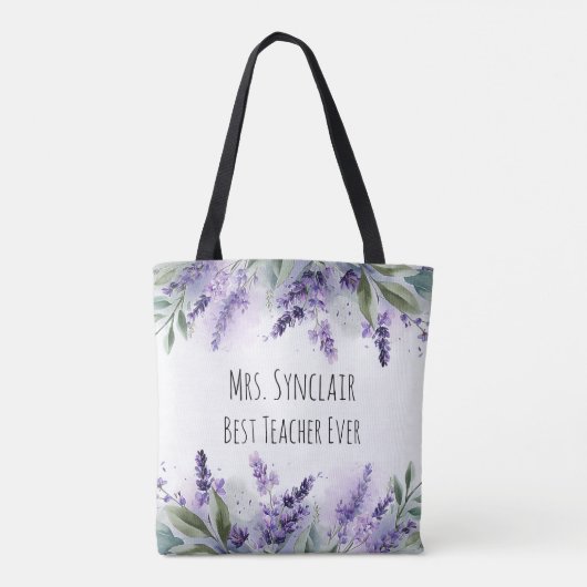 Personalized Lavender Flowers Teacher Appreciation Draagtas (Achterkant)