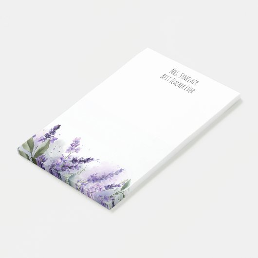 Personalized Lavender Flowers Teacher Appreciation Post-it® Notes (Schuin)