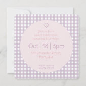 Personalized Lavender Gingham Birthday Invitation (Dos)