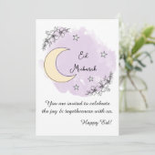 Personalized Lavender Line Art Eid Invitation (Debout devant)