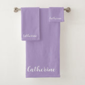 Personalized Lavender Towels Set with Name (En situation)