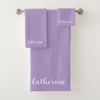 Personalized Lavender Towels Set with Name  Bad Handdoek