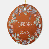 Personalized Leather Pastel Wreath Keramisch Ornament (Links)
