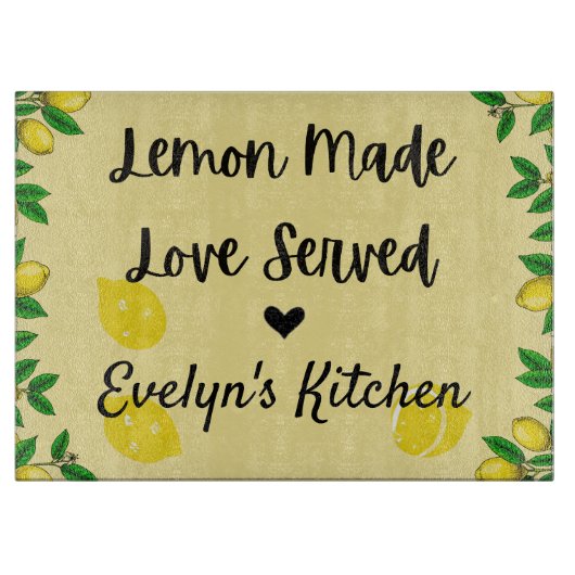 Personalized Lemon Glass Cutting Board Snijplank (Voorkant)