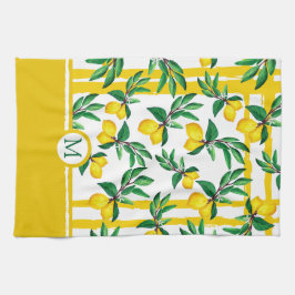 Personalized Lemon Leaf Monogram Kitchen Towels Theedoek