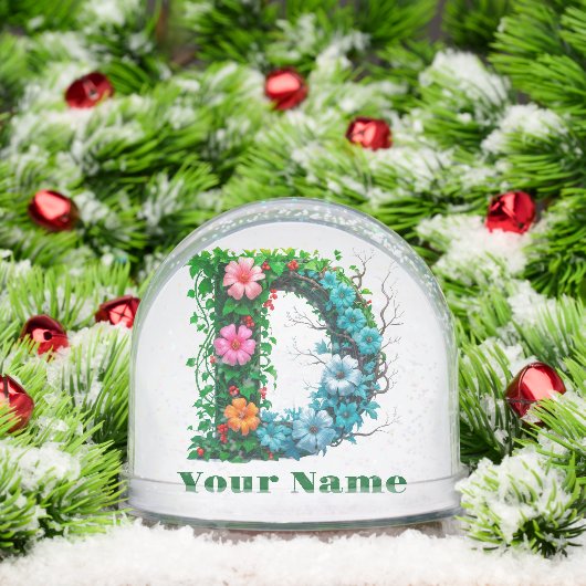 Personalized Letter D Sneeuwbol (Kerstmis)