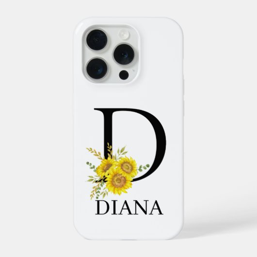 Personalized Letter D Sunflower Phone Case  iPhone Hoesje (Achterkant)