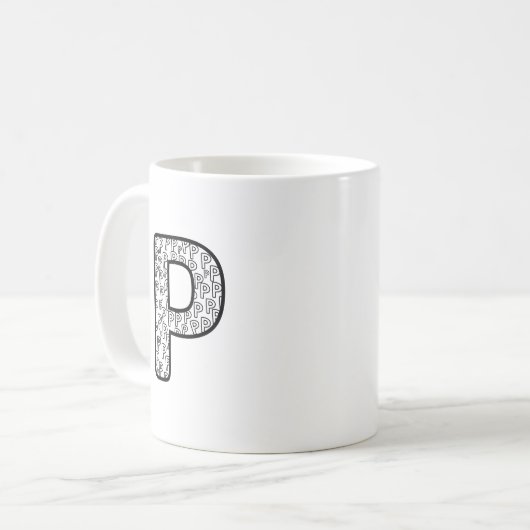 Personalized Letter P Ceramic Mug (Devant gauche)