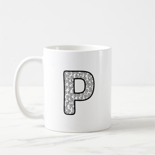 Personalized Letter P Ceramic Mug (Gauche)