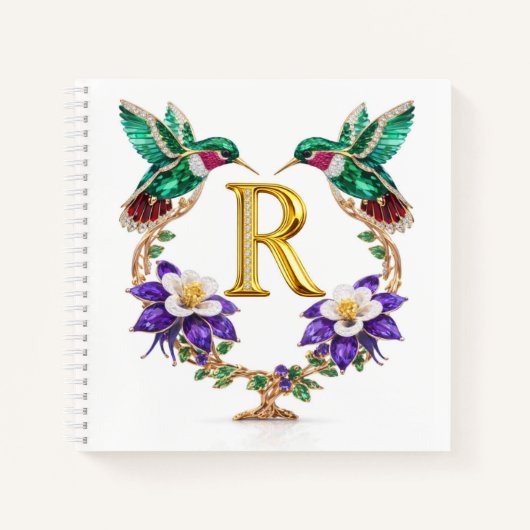 Personalized Letter R Hummingbird Wedding Gift Notitieboek (Voorkant)