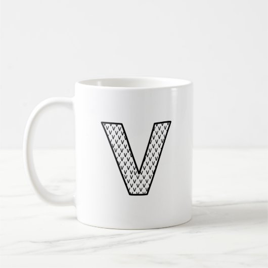 Personalized Letter V Ceramic Monogram Mug (Gauche)