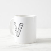 Personalized Letter V Ceramic Monogram Mug Koffiemok (Voorkant links)