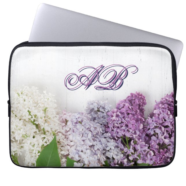 Personalized Lilac Laptop Sleeve | Monogram 13"  (Voorkant)