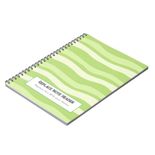 Personalized Lime Green Wave Patterned  Notitieboek (Linkerzijde)