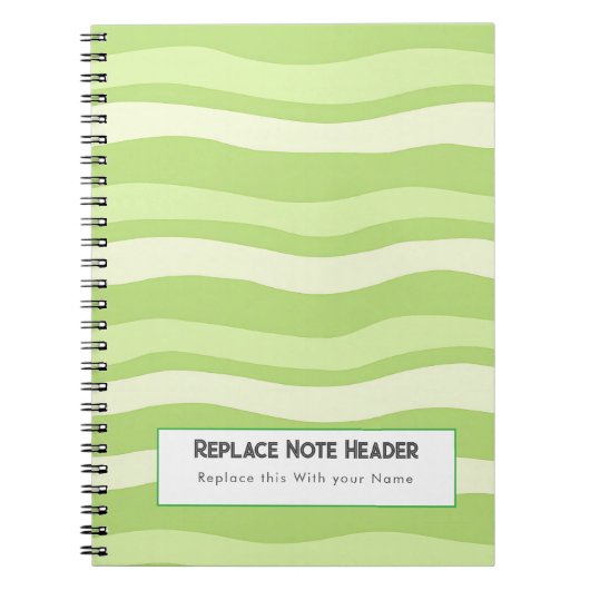 Personalized Lime Green Wave Patterned  Notitieboek (Voorkant)