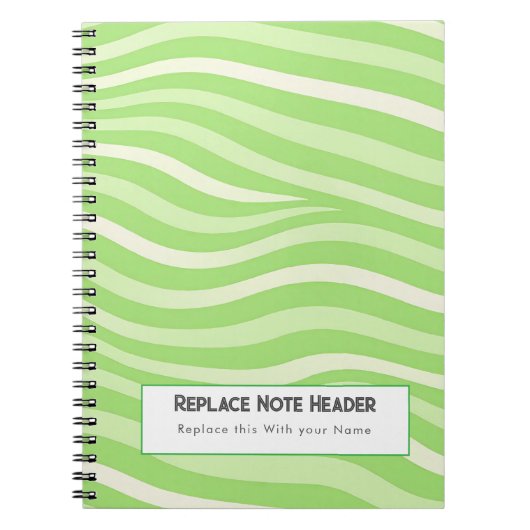 Personalized Lime Green Wave Patterned  Notitieboek (Voorkant)