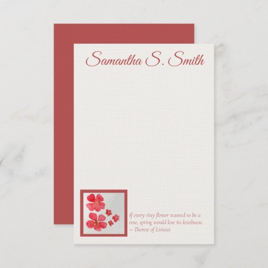 Personalized Little Flower Flat Note Card Kaart (Voorkant / Achterkant)
