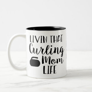 Personalized Living that Curling Mom Life Photo  Tweekleurige Koffiemok