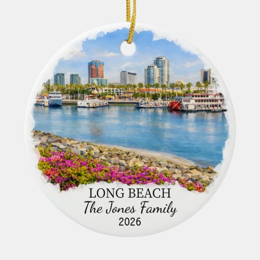 Personalized Long Beach Ornament Custom California (Voorkant)