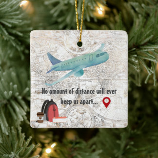 Personalized Long Distance Love Couples Christmas Keramisch Ornament