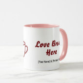 Personalized Love Brews Here Couple Coffee Mug (Devant droit)