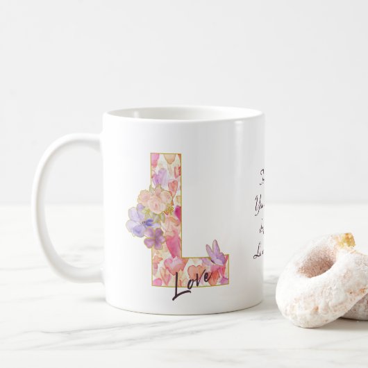 Personalized Love Message Heart Pattern Initial Koffiemok (Met donut)