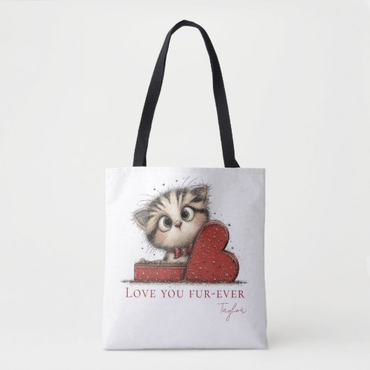 Personalized Love You Fur-Ever Cat Tote Bag (Devant)