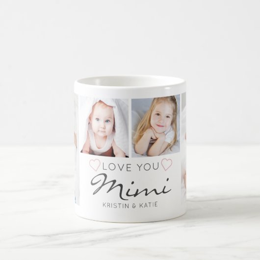 Personalized LOVE YOU MIMI Handwritten 4 Photo Koffiemok (Center)