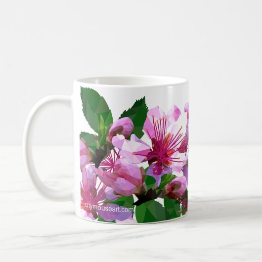 Personalized Low Poly Cherry Blossom Coffee Koffiemok (Links)