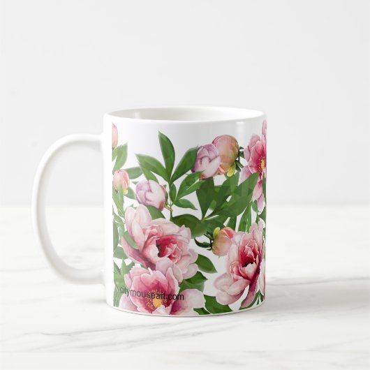 Personalized Low Poly Peony Coffee Mug Koffiemok (Links)