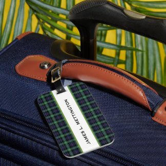 PERSONALIZED LUGGAGE TAG, PLAID BORDER TAG BAGAGELABEL