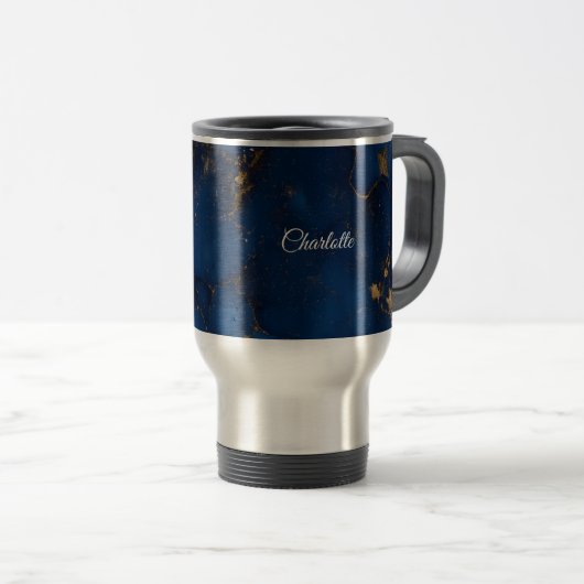 Personalized Luxury Marble Pattern Travel Mug (Devant droit)