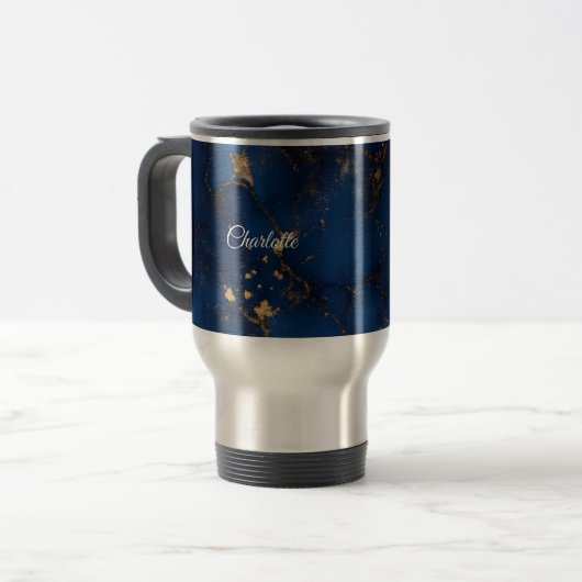 Personalized Luxury Marble Pattern Travel Mug (Devant gauche)