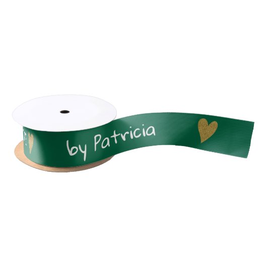 Personalized Made With Love Green And Gold Heart Lint (Spoel)