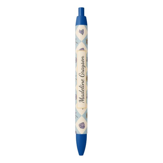 Personalized Magic Academy Wizard School Blue Zwarte Inkt Pen (Voorkant Verticaal)