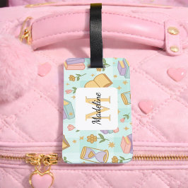 Personalized Magic Books Girl Mint Green School Bagagelabel