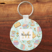 Personalized Magic Books Girl School Mint Green Sleutelhanger (Voorkant)