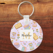 Personalized Magic Books Girl Wizard Name Purple  Sleutelhanger (Achterkant)