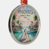 Personalized Maldives Honeymoon Metalen Ornament (Rechts)
