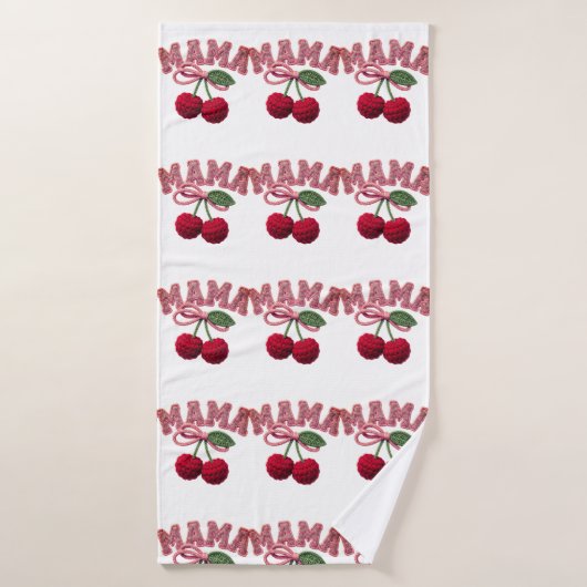 Personalized “Mama” Cherry Print – Funny Kitchen T (Serviette de bain)
